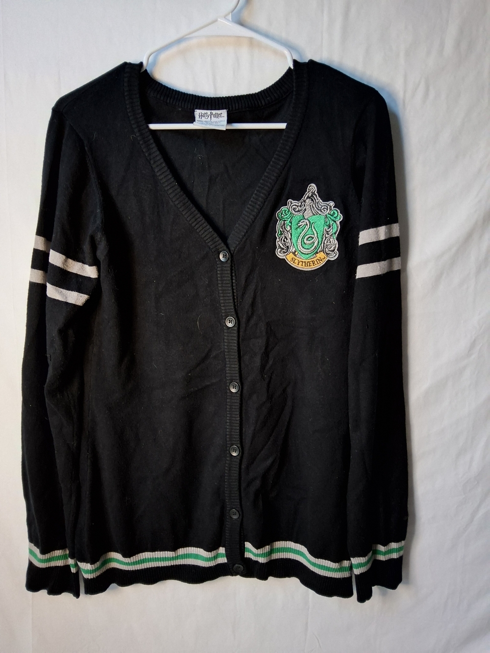 Harry Potter Black‎ Slytherin Crest Button-Front Cardigan